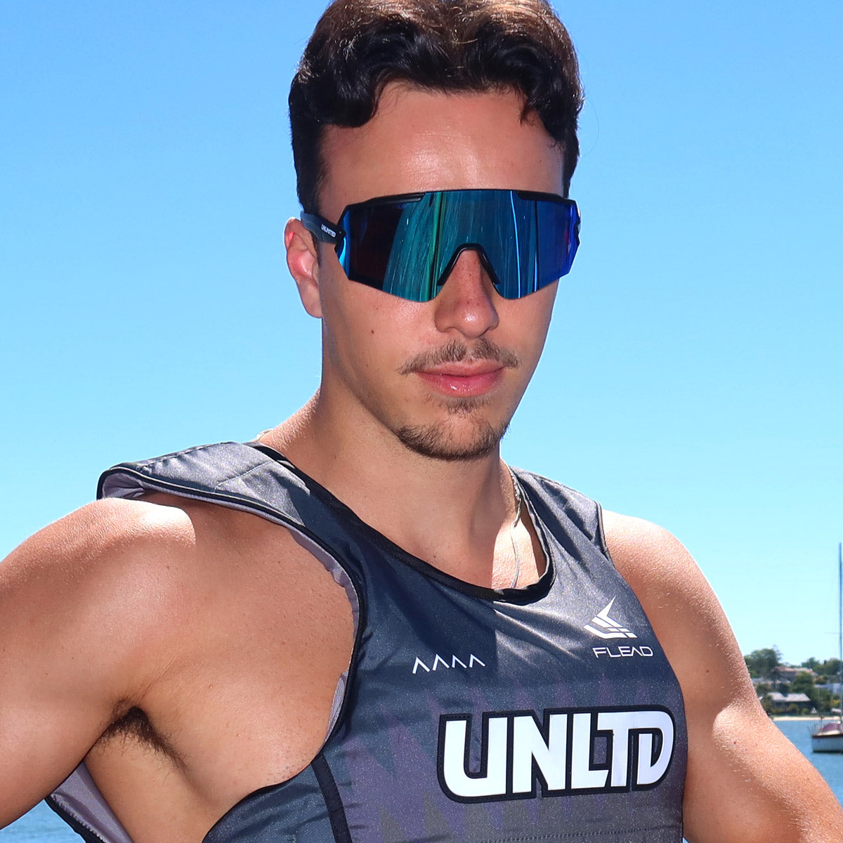 Unlimited-PWC Dual Flexion sunglasses featuring sleek black frames and adjustable arms for a comfortable, stylish fit.
