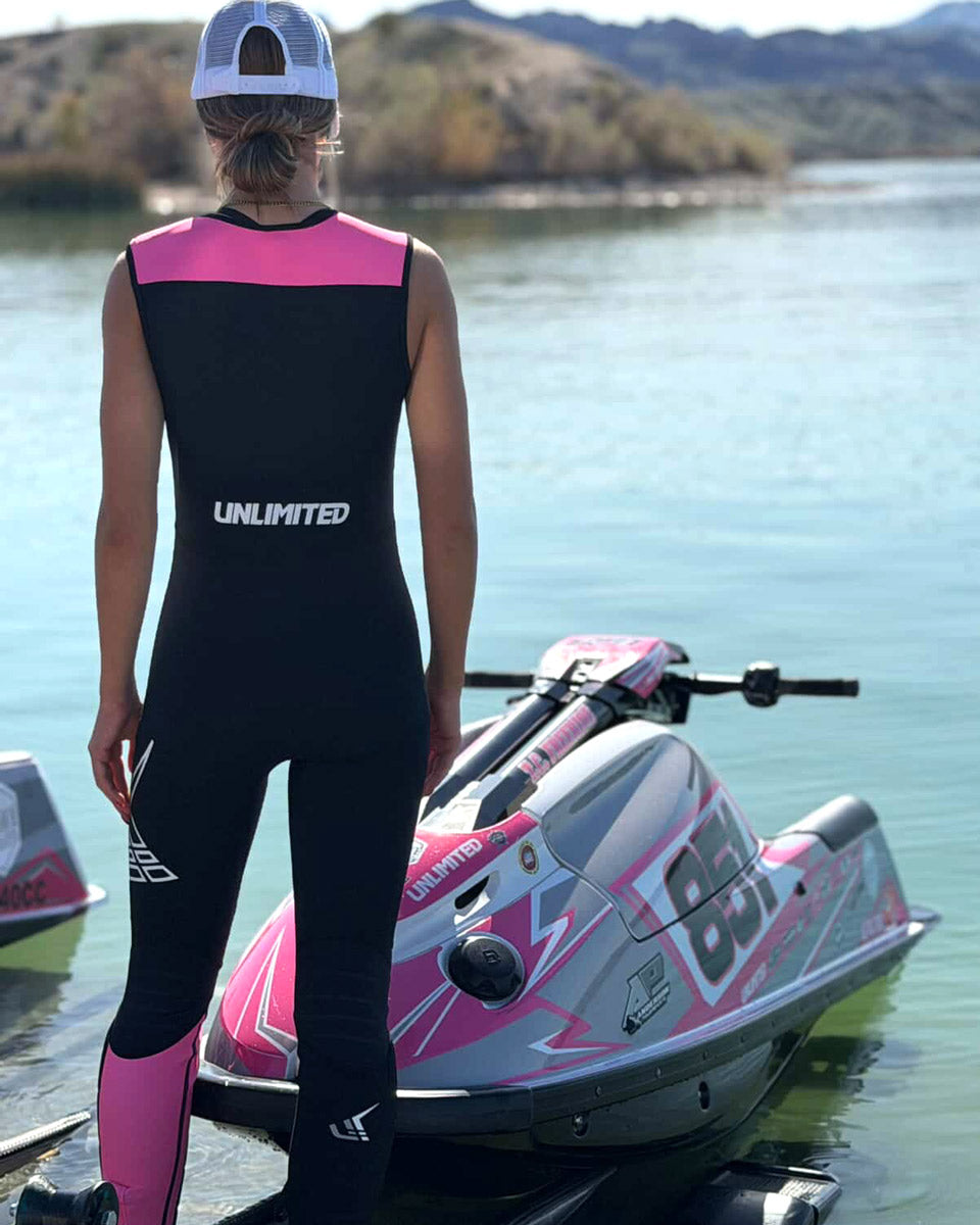 Unisex hybrid wetsuit by Unlimited PWC, featuring a sleek design with flexible neoprene material for water sports and diving.