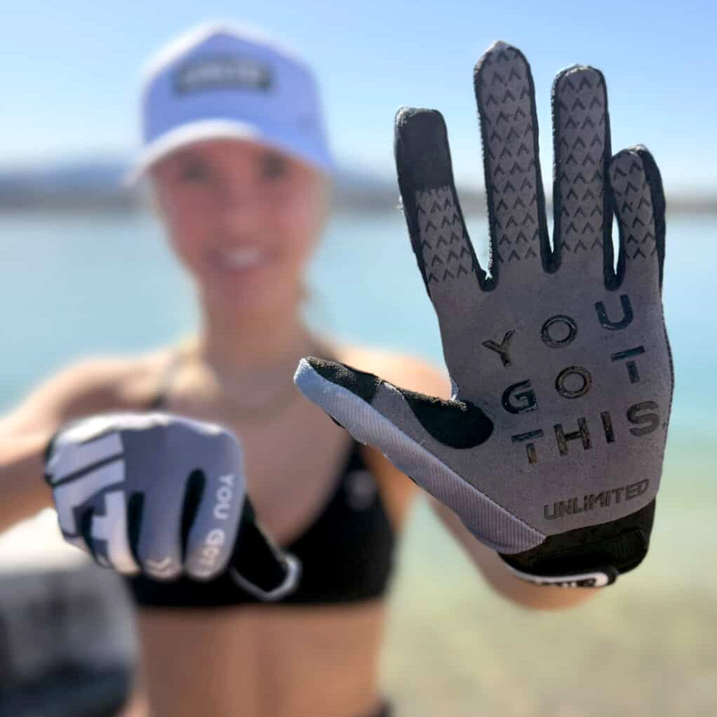 UNLIMITED PWC HYDRO X gloves in black with textured grip palms and adjustable wrist straps for watercraft and jerski activities