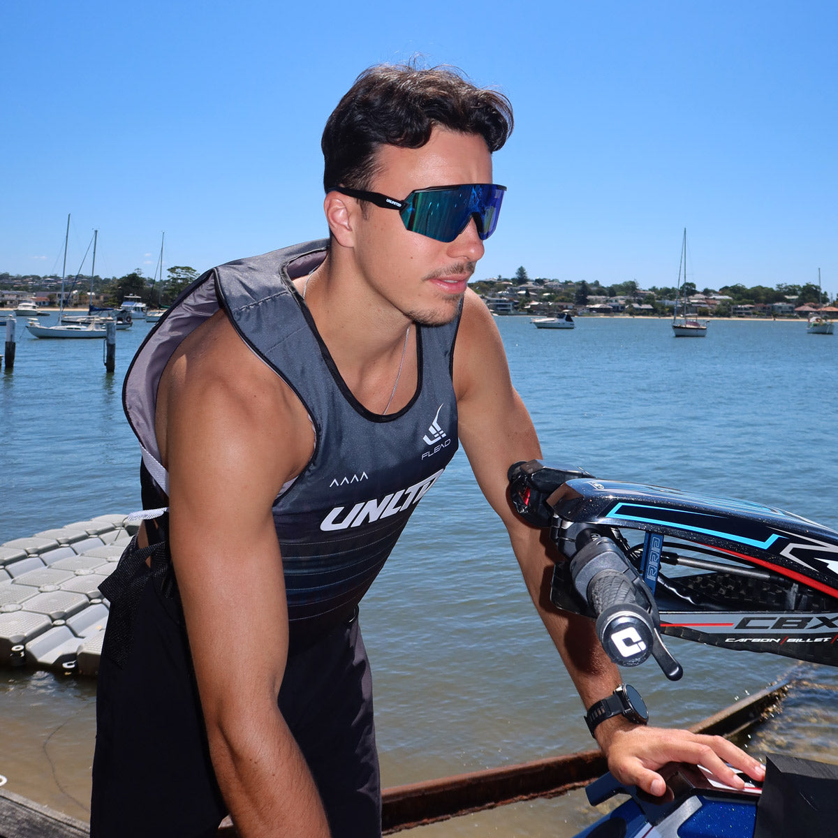Unlimited-PWC Dual Flexion sunglasses with adjustable frames and polarized lenses, stylish and functional eye protection.