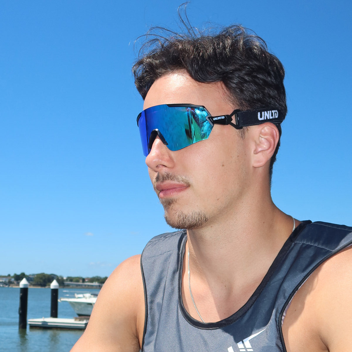 Unlimited-PWC Dual Flexion sunglasses with adjustable frames and polarized lenses, stylish and comfortable for outdoor activities.