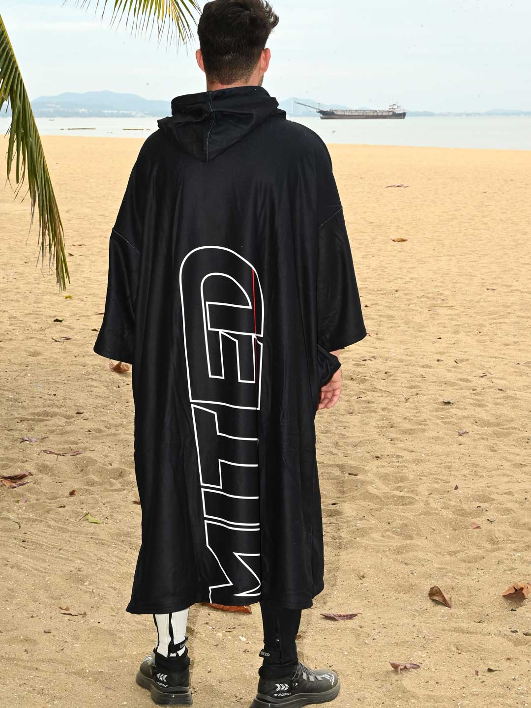 Microfibered Pull-over Towel Hoodie -BLACK-