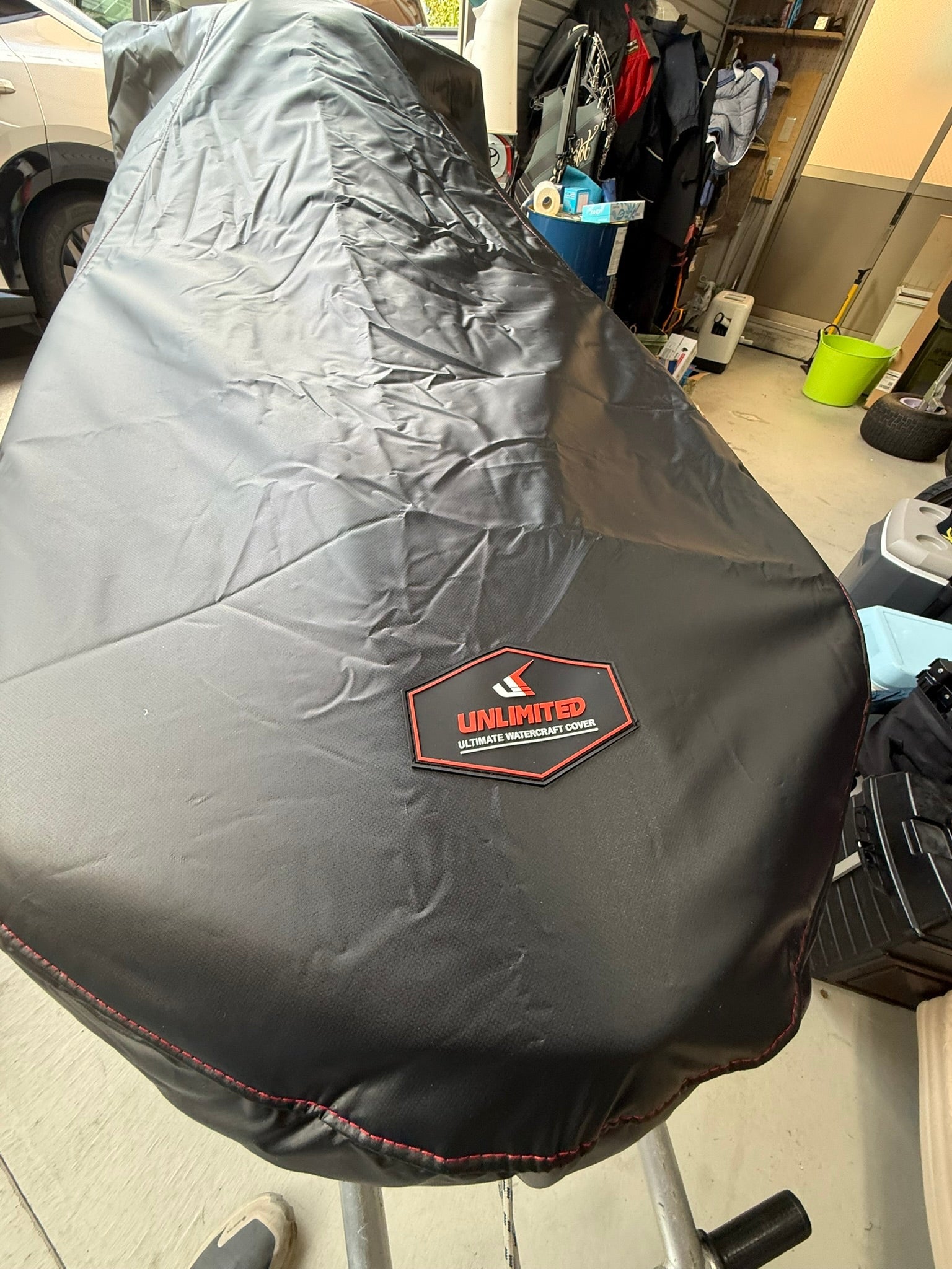 UNLIMITED-PWC PWC cover for GP1, GP1R, F1, and F16 hulls, showing durable waterproof material and snug fit.