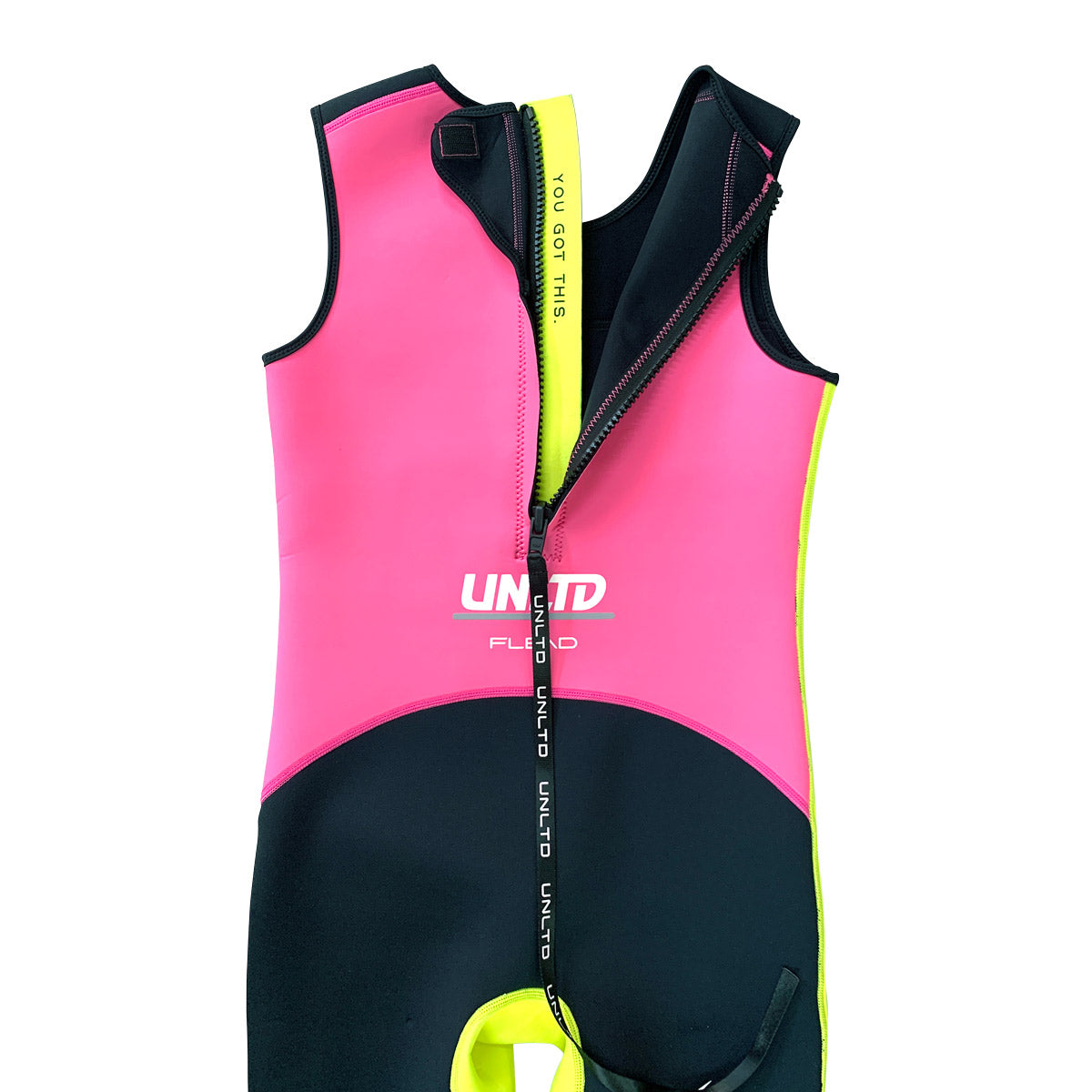 Unlimited PWC Flead wetsuit John style, showcasing a full-length neoprene wetsuit with a high collar and zipper front for jetski.