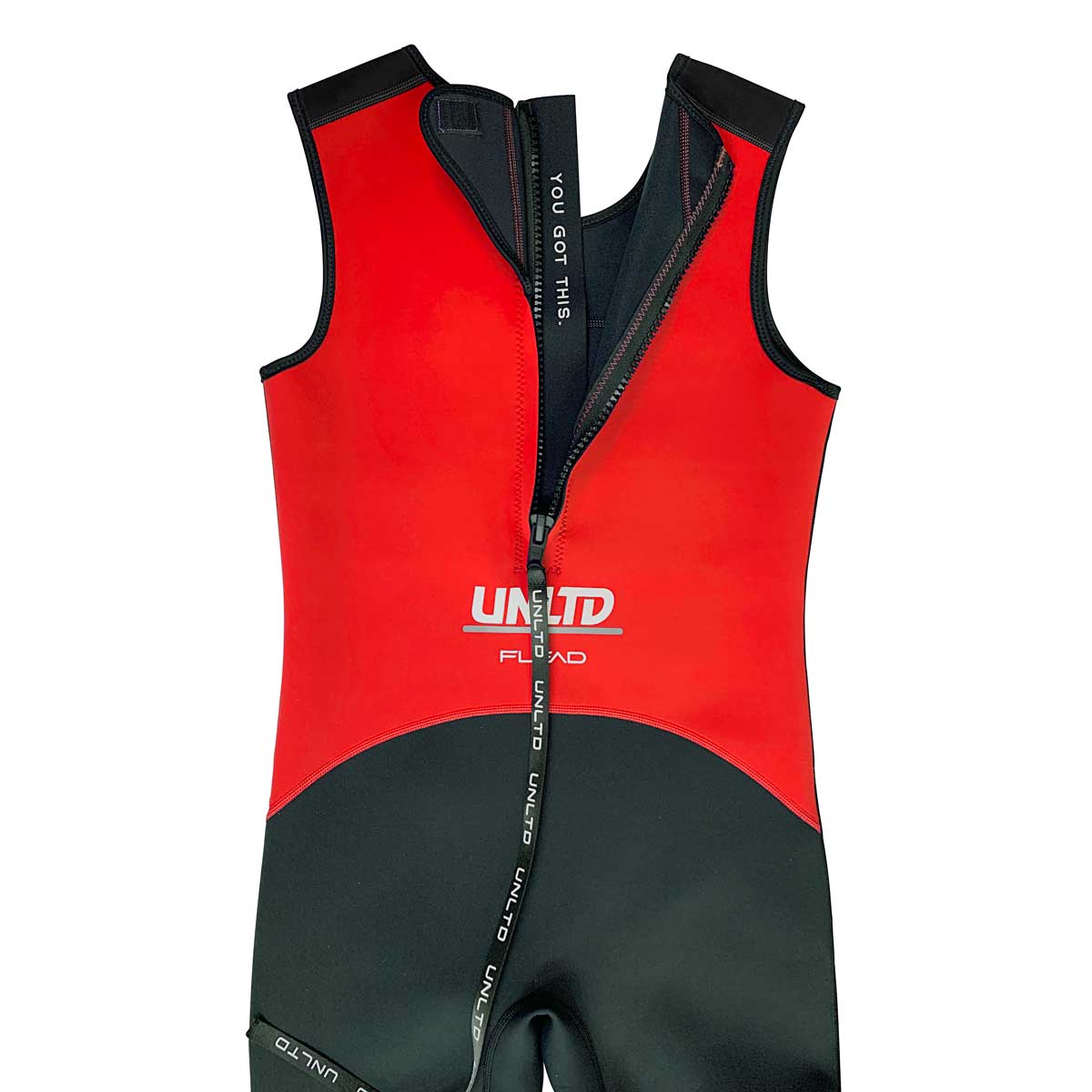 Full-length FLEAD wetsuit by UNLIMITED PWC featuring a sleek black design, suitable for watercraft and diving activities.