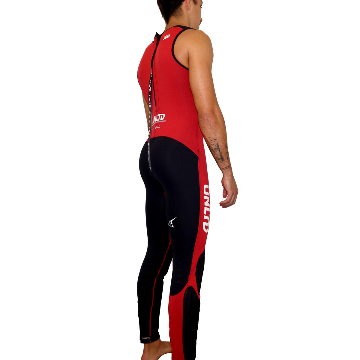 Unisex FLEAD wetsuit by UNLIMITED PWC featuring a sleek black design and full-body coverage for water jetski.