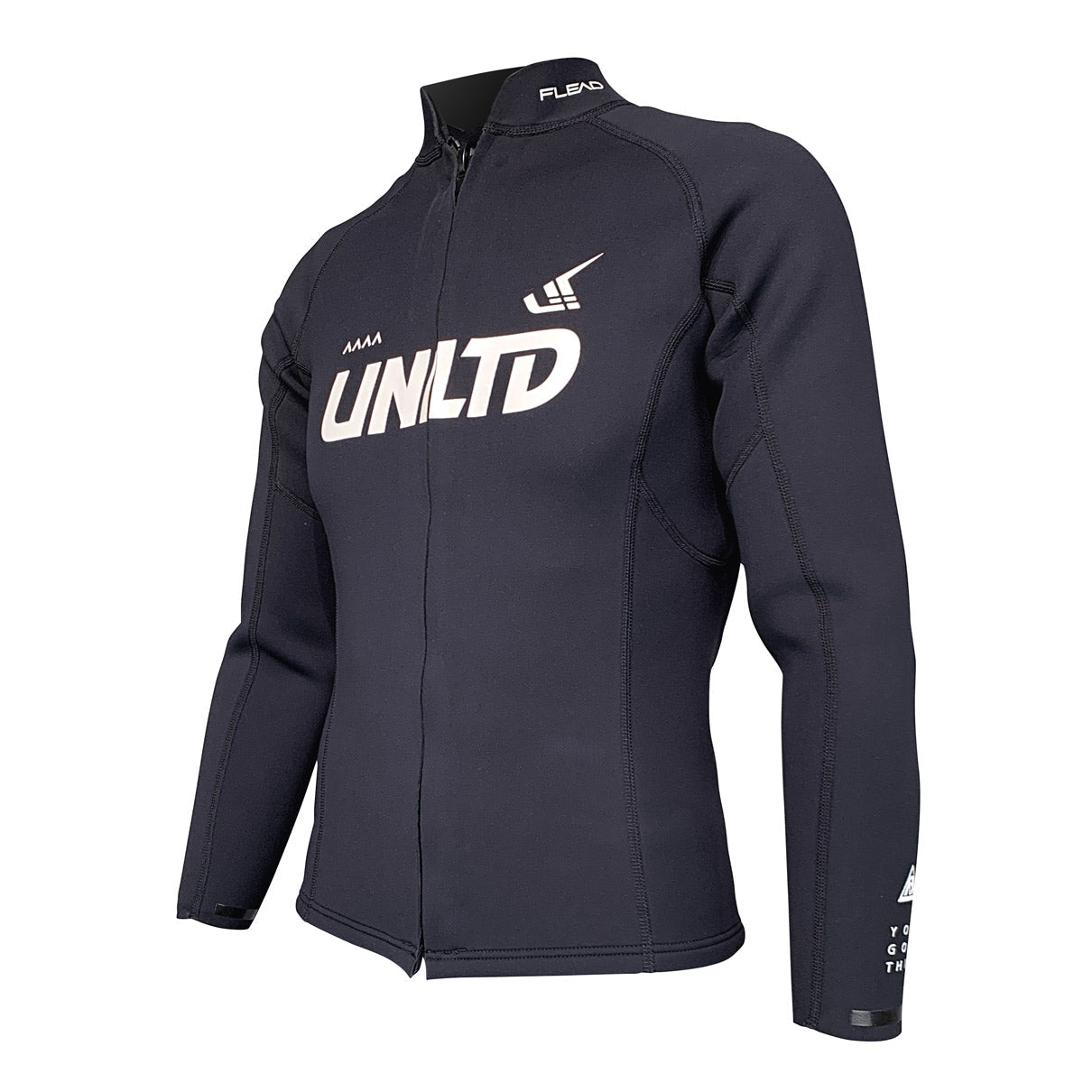 Unlimited PWC FLEAD Wet Jacket showing a durable, waterproof wetsuit jacket with a high collar and adjustable cuffs for jetski.