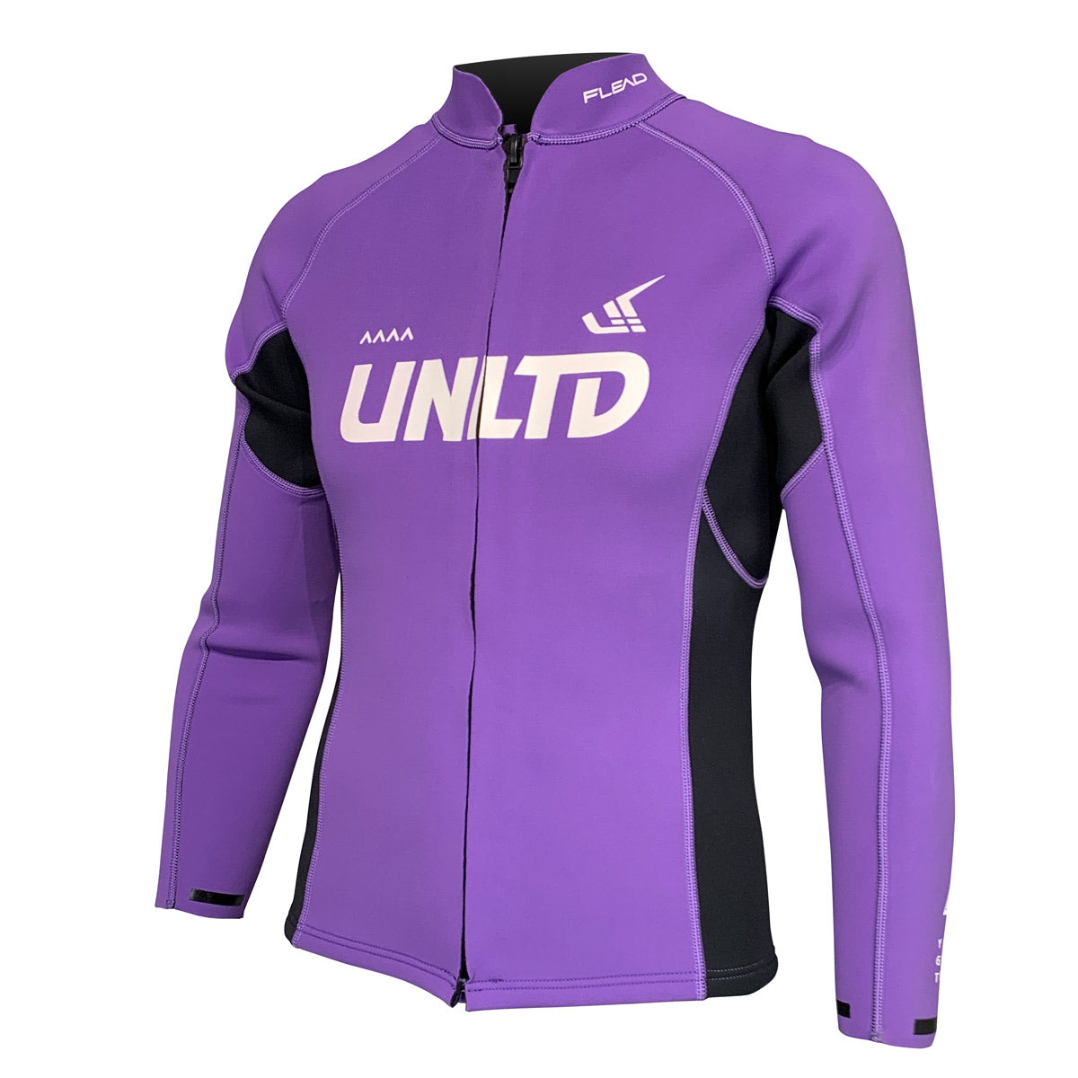 Purple FLEAD Wet Jacket by UNLIMITED PWC with adjustable straps and waterproof material, designed for water sports and outdoor activities.