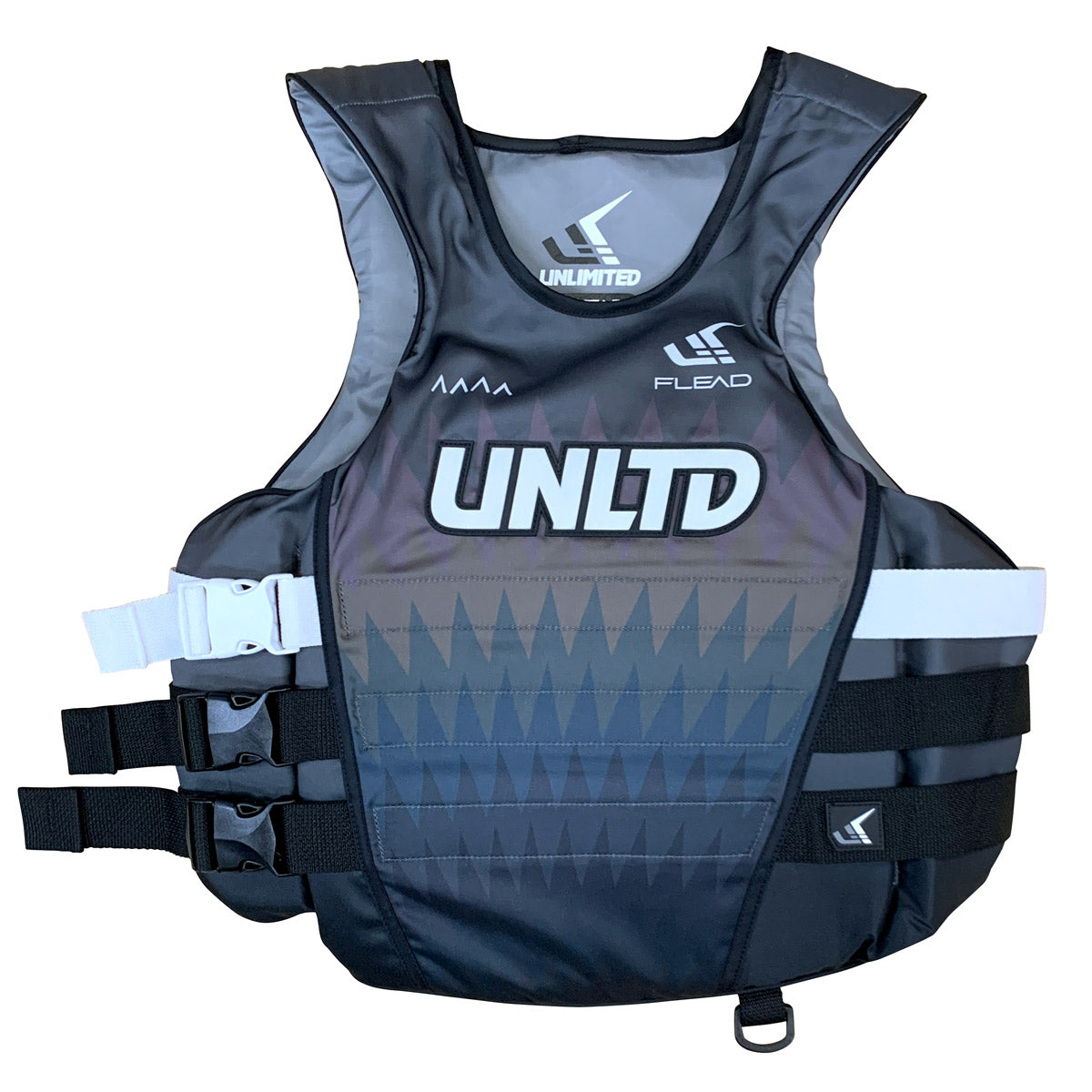Unlimited PWC FLEAD S/E Life Vest with adjustable straps and clean black color for safety and visibility.