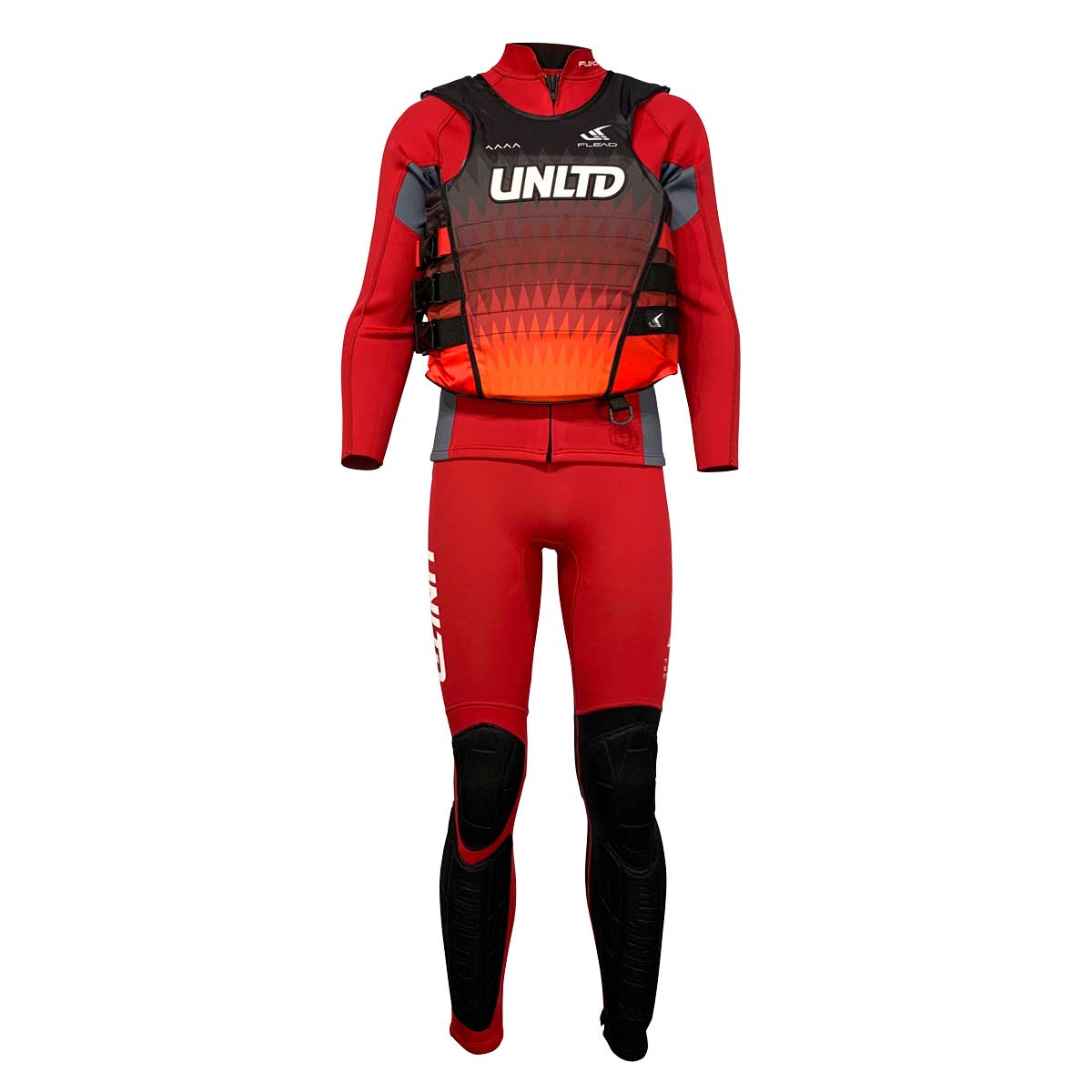 UNLIMITED PWC FLEAD S/E LIFE VEST with adjustable straps and bright red color, designed for water safety and comfort.