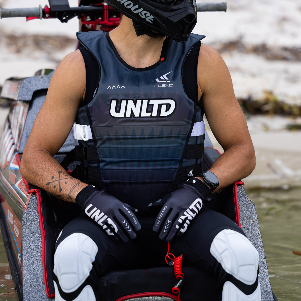 UNLIMITED PWC HYDRO X gloves, waterproof neoprene diving gloves with textured palms for grip and flexibility in marine activities.