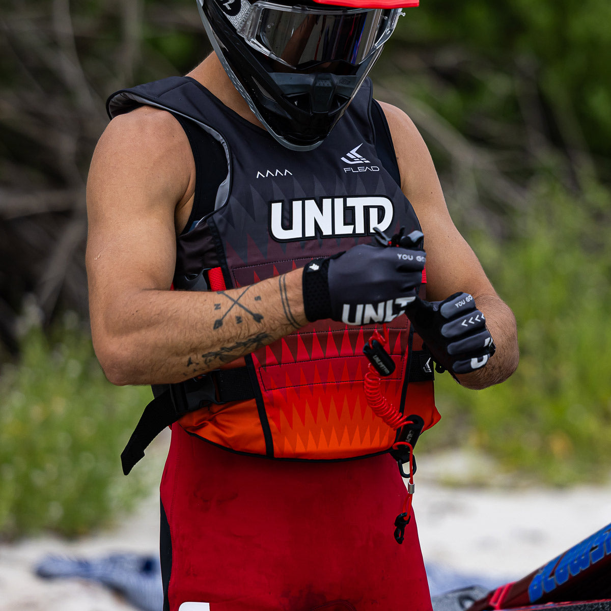 Unlimited PWC Hydro X Gloves in black with adjustable wrist straps, designed for watercraft and protection.