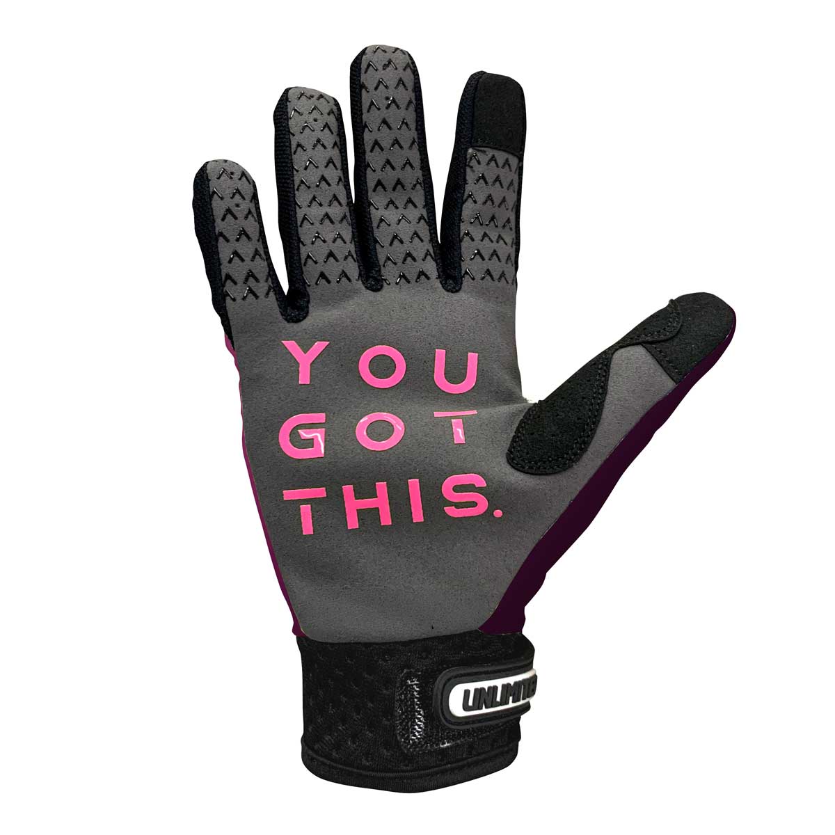Unlimited PWC Hydro X gloves, pink waterproof gloves with adjustable wrist straps for jetskiing and water sports.