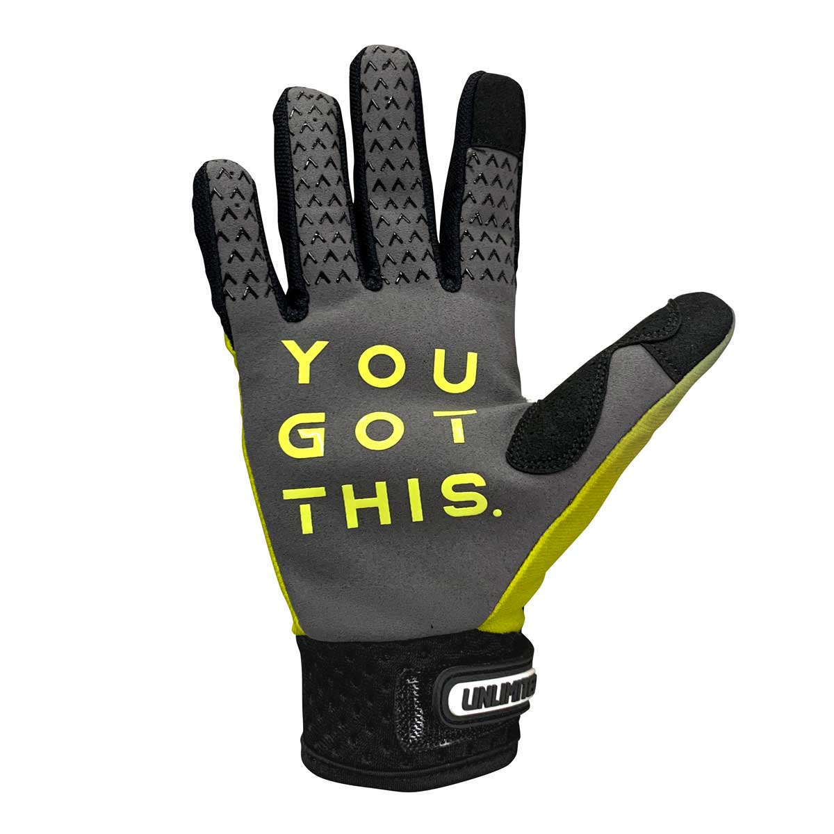 UNLIMITED PWC HYDRO X gloves designed for water sports, featuring a bright yellow design with adjustable straps and durable water-resistant material.