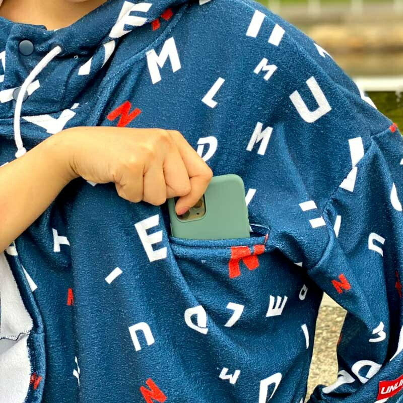 Microfibered Pull-over Towel Hoodie -NAVY-