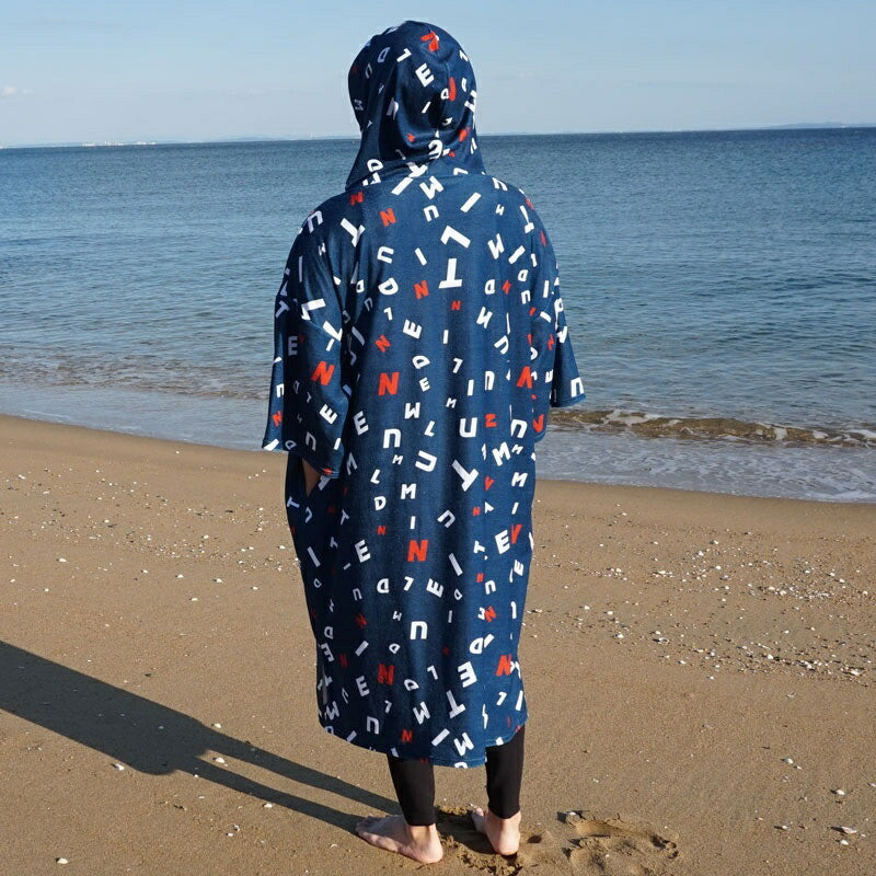 Microfibered Pull-over Towel Hoodie -NAVY-