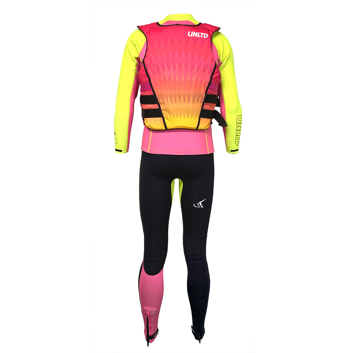 Unlimited PWC FLEAD S/E Life Vest, pink personal flotation device with adjustable straps and reflective accents for safety.