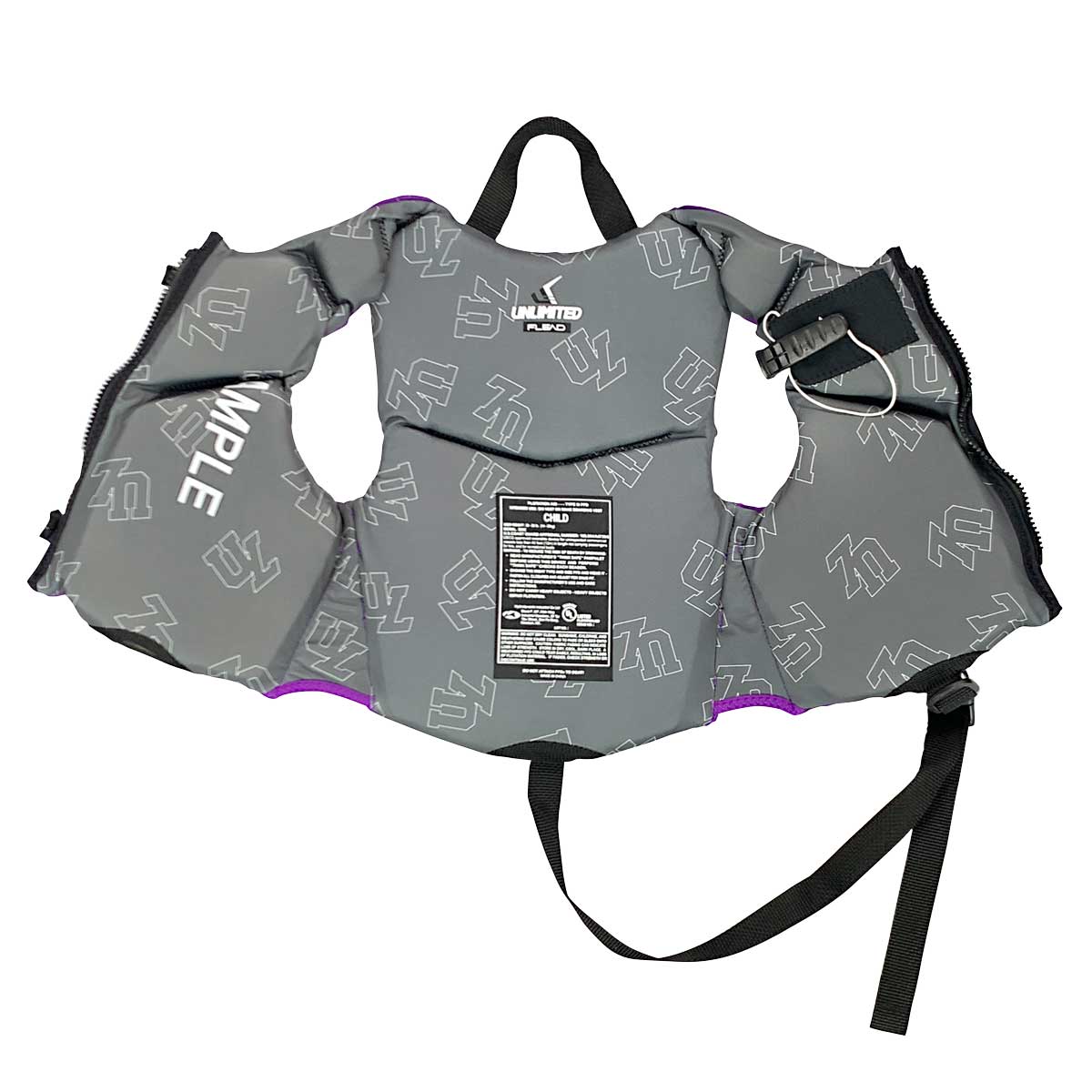 Child Neo Life Vest by Unlimited PWC with adjustable straps and bright red color for safety and comfort in water.