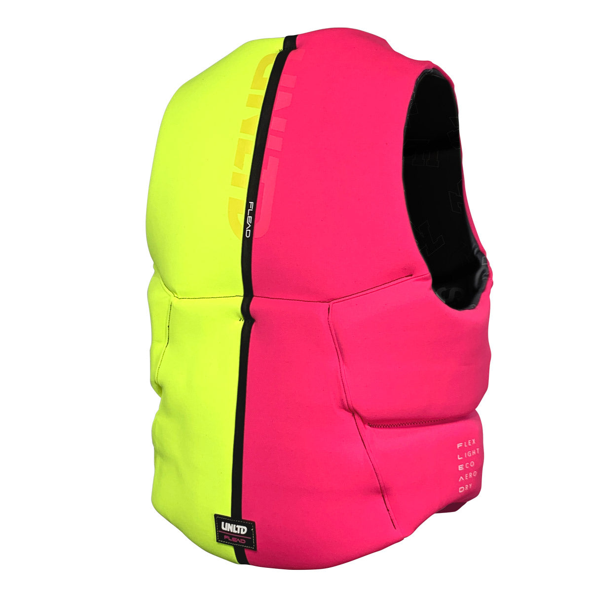 Unlimited PWC FLEAD NEO vest, a lightweight, inflatable personal flotation device with adjustable straps and bright safety color.