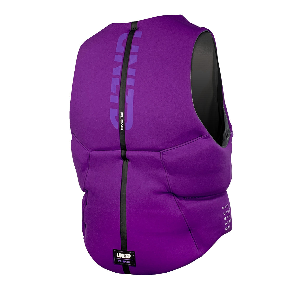 UNLIMITED PWC FLEAD NEO vest, a lightweight personal watercraft life jacket with adjustable straps and bright color for safety.
