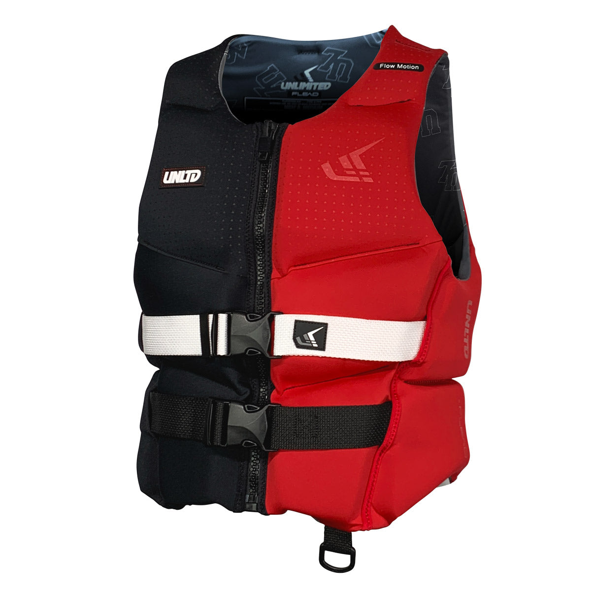 UNLIMITED PWC FLEAD NEO vest with adjustable straps and buoyancy panels designed for water sports and safety.