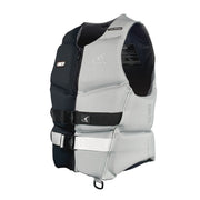 UNLIMITED PWC FLEAD NEO vest, a sleek black personal watercraft life jacket with adjustable straps and buoyant foam for safety.