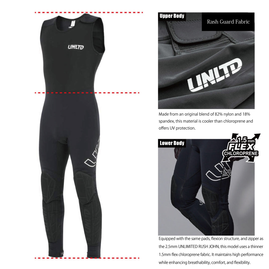 Unlimited PWC Hybrid Wetsuit John designed for water sports, featuring a flexible, durable neoprene material and a comfortable fit.