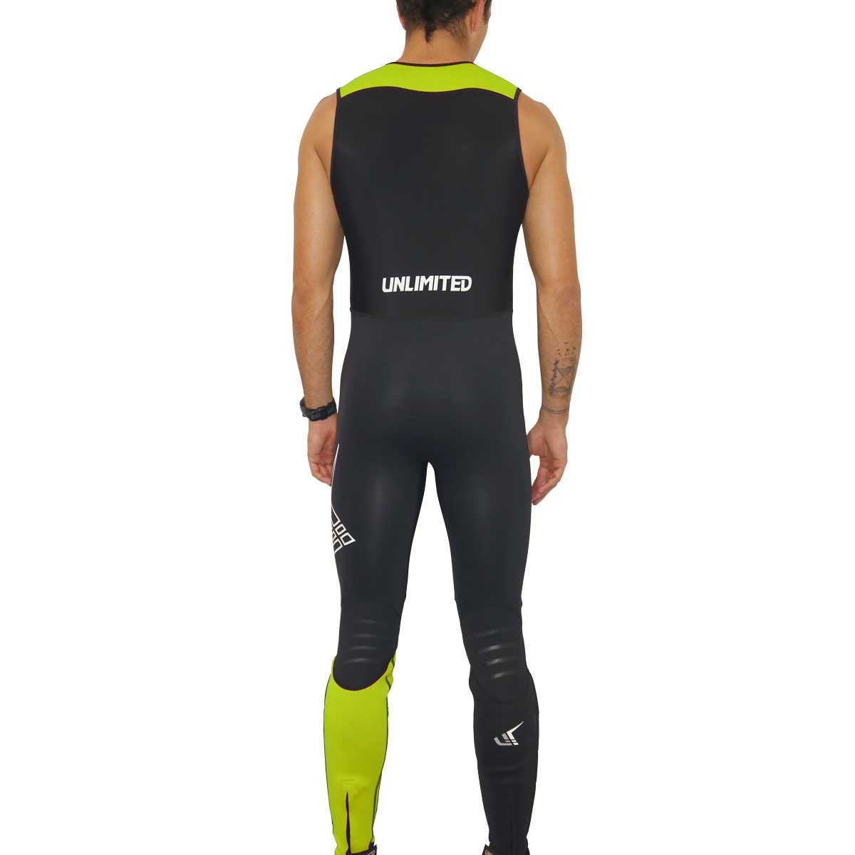 Unlimited PWC HYBRID wetsuit John, front view showcasing flexible neoprene material and full-body coverage for water sports.